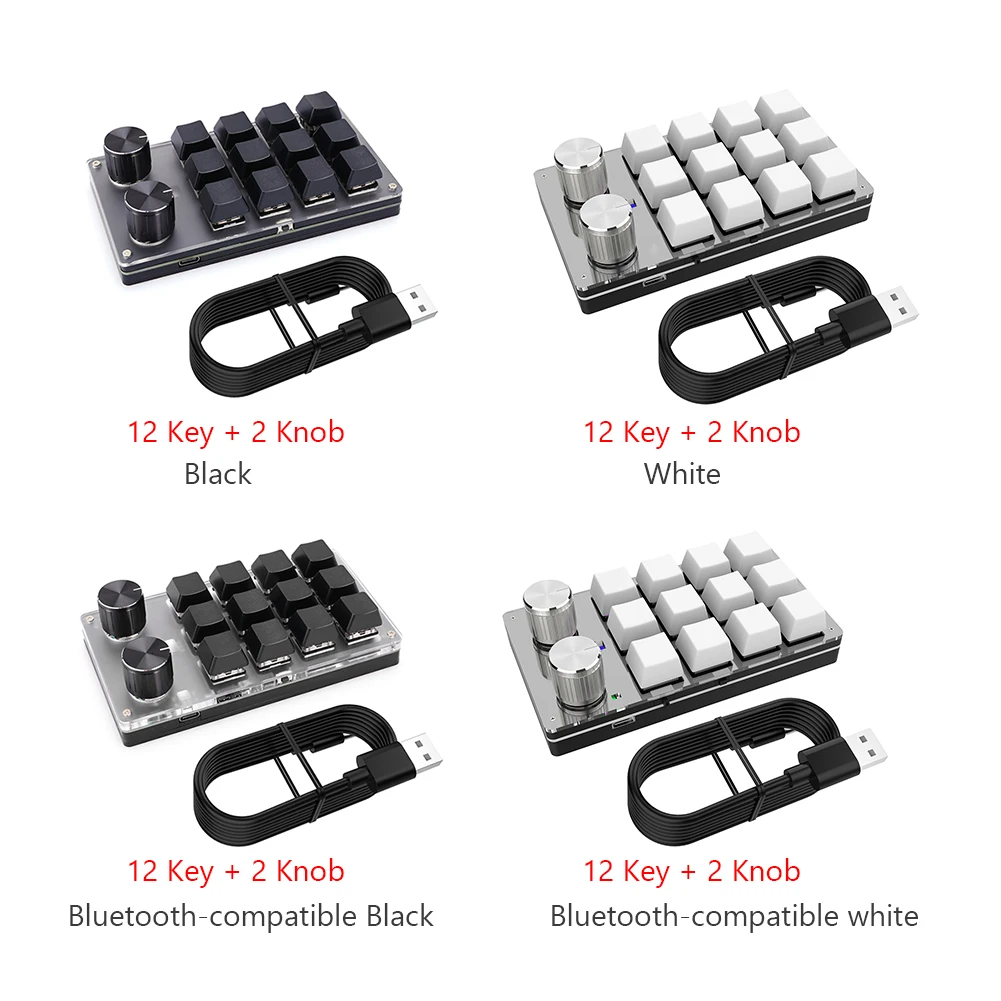 Generic Bluetooth Wireless/USB 12 Key 2 Knob Mechanical Keyboard 3 ...