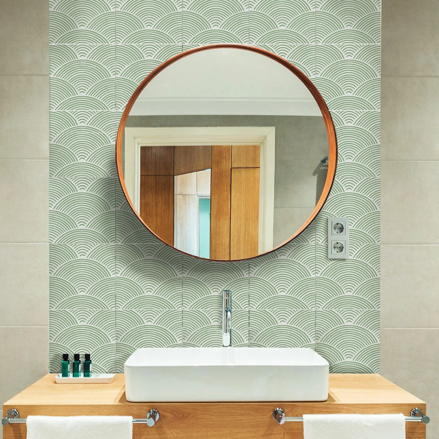 

Funlife® 25 PCS Light Sky Laurel Wheat Abalone Wave Line Pattern Vinly Tile Stickers Kitchen Bathroom Decoration Wall Decals
