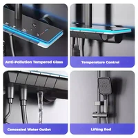 Digital Display Shower Set Shower Faucet System Set Hot Cold Piano Button With Ambient Light Bathroom Faucet Shower Head 2