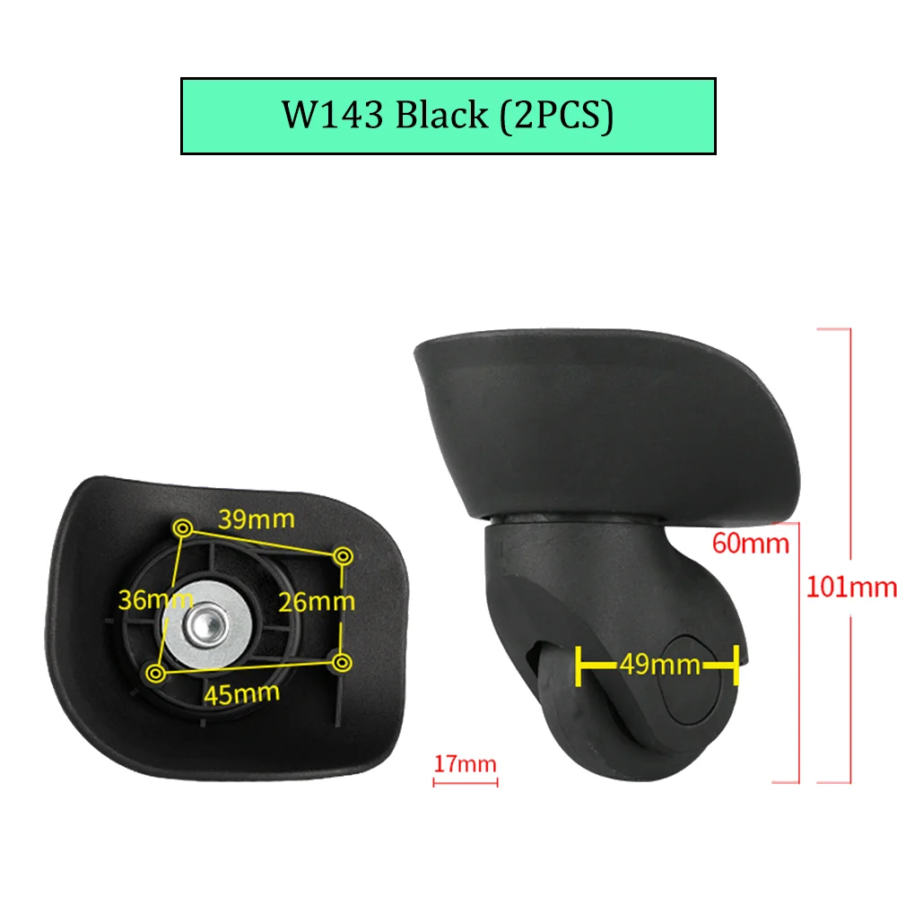 W143 Black Universal Wheel Trolley Case Wheel Replacement Luggage Pulley Saftey Wheel Slient Wear-resistant Smooth Repair