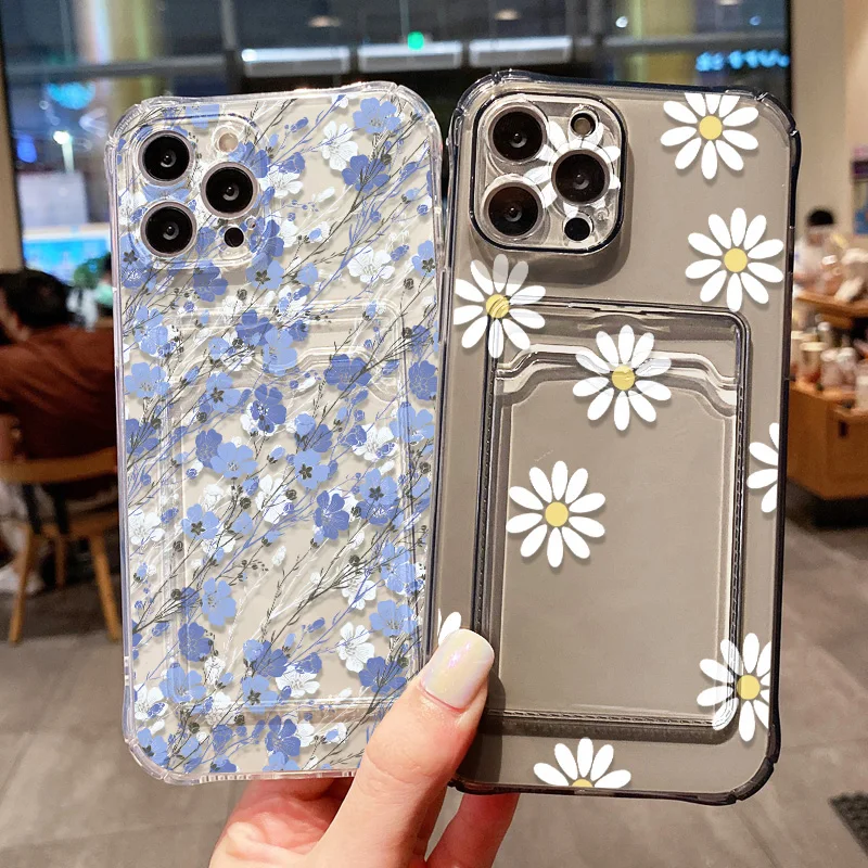 Floral Wallet Phone Case with Card Holder and Protective Cover