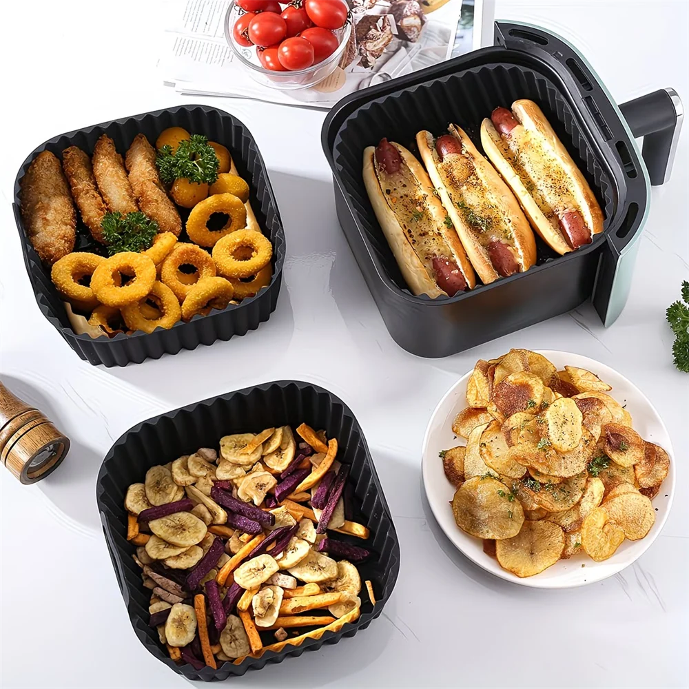 Durable Silicone Air Fryer Liner - 8-Inch Square, Reusable and Easy to Clean