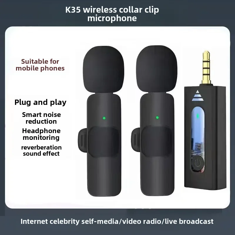 무선 클립온 마이크, 소음 감소, 휴대폰 라이브 쇼 마이크, 강력한 신호, 안정적인 성능, 2.4g