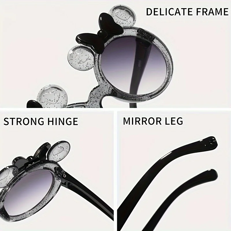 Adorable Exquisite Ear Bow Decors Round Children's Fashion Sunglasses Girls Outdoor Party Vacation Travel Photo Props Eyewear