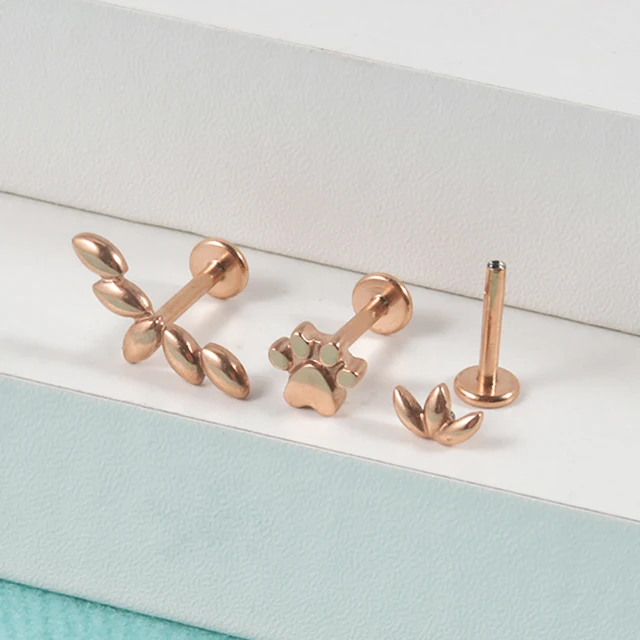 6 Orecchini Per Cartilagine 16G - Con CZ, Luna, Cuore, Foglia, Per Elice, Trago E Labret