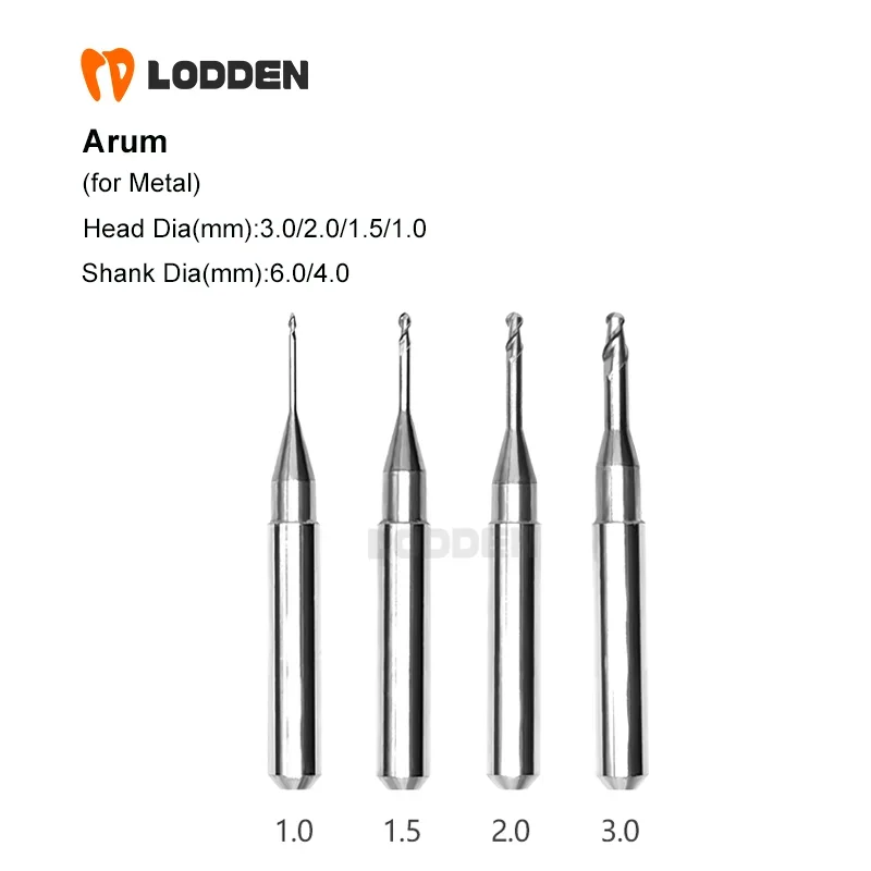 

Arum Metal Milling Burs Dental Material Ball End D6/D4 Dental Lab Grinding Drills L50 L45 * 3.0/2.5/2.0/1.5/1.0 Dentistry Tools