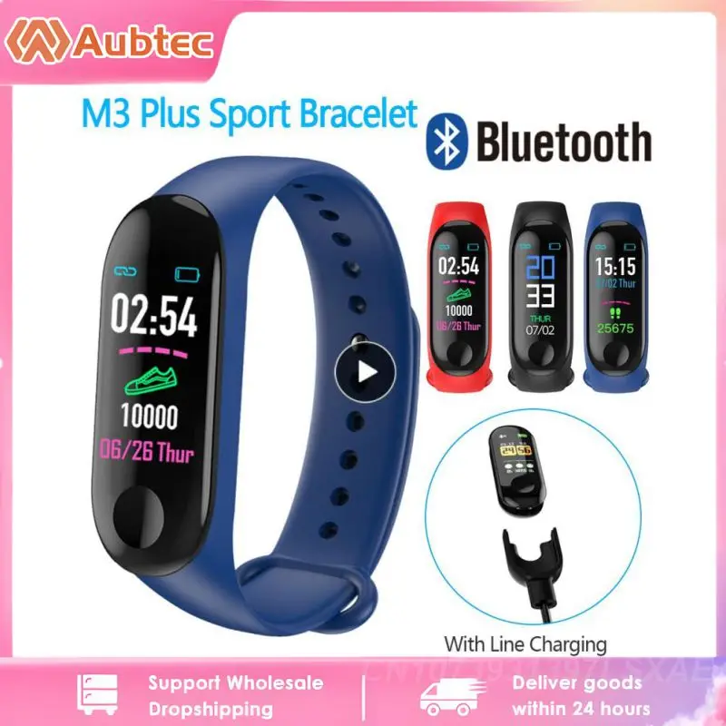 Reloj inteligente M3 Plus para hombre y mujer pulsera deportiva compatible con Bluetooth resistente al agua rastreador de Fitness presion arterial AliExpress