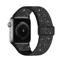 Glitter Elastic Nylon Strap Bracelet for 42(S3) 44 45 46 49mm (Black)