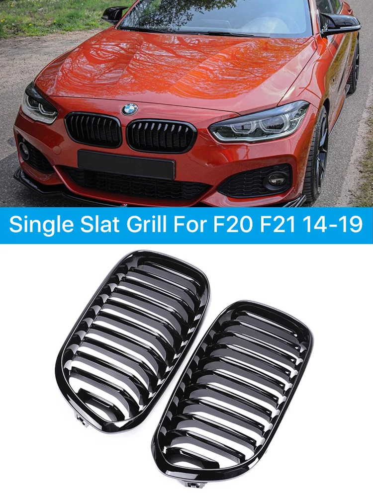 BMW 1 Series F20 F21 Single Slat Grill: Gloss Black