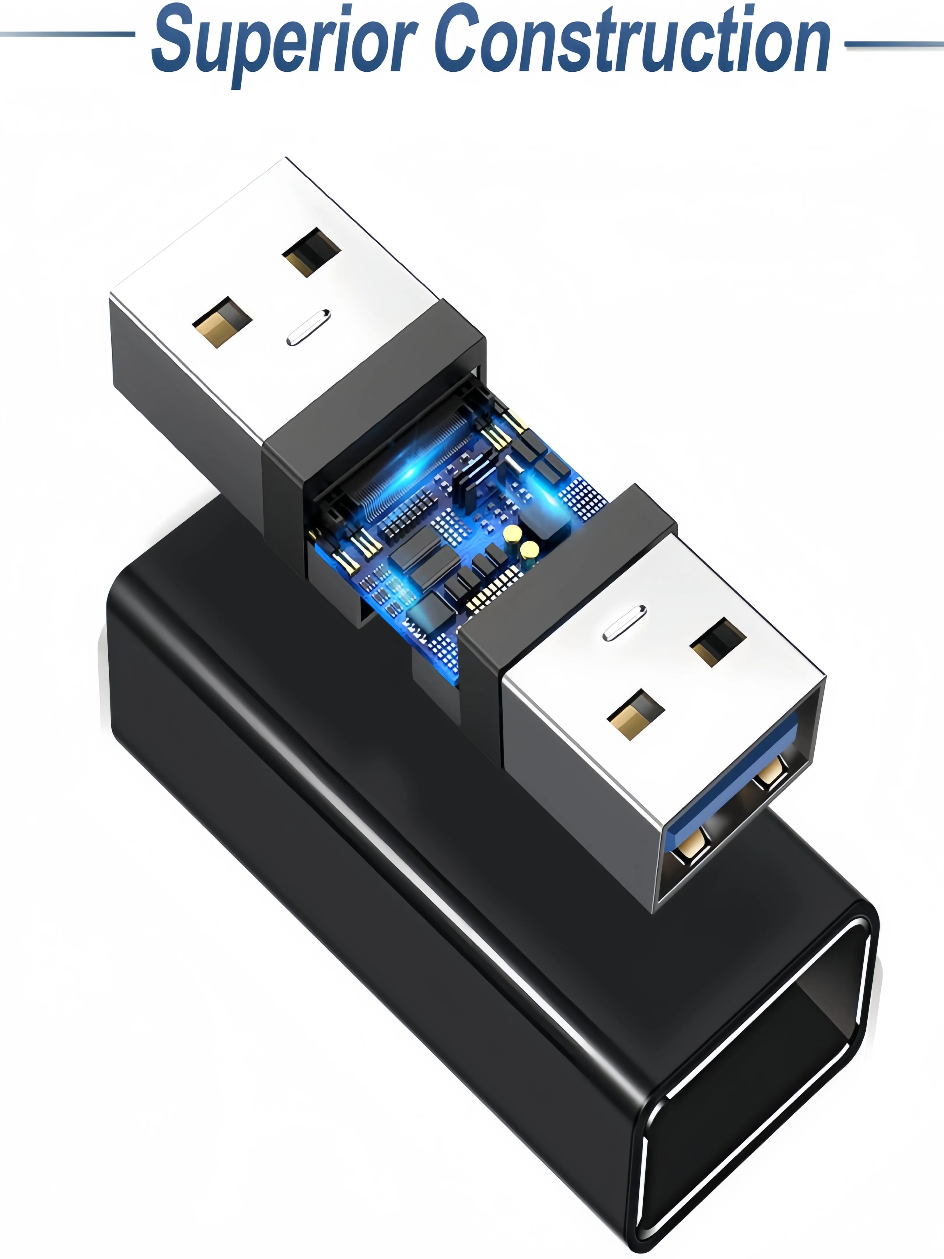 USB 암-암 어댑터(3팩), USB 3.0 - 타입-A 암 3.0 케이블 커플러, 2개의 수형 케이블 연결용