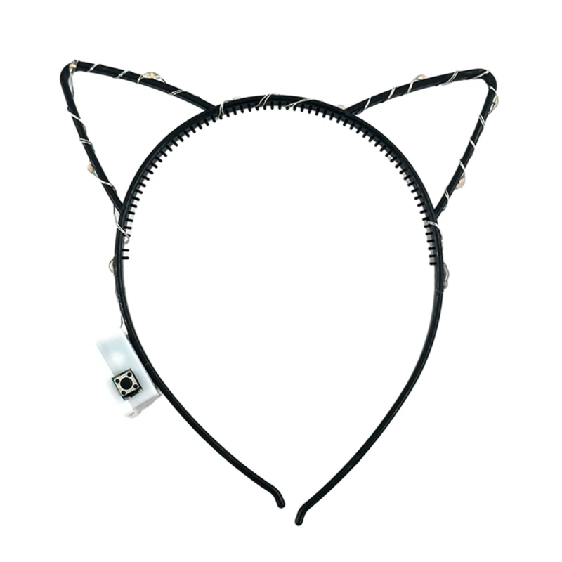 

Halloween Party Glowing Hair Hoop with Cat Ear Shape Adult Styling Hairband