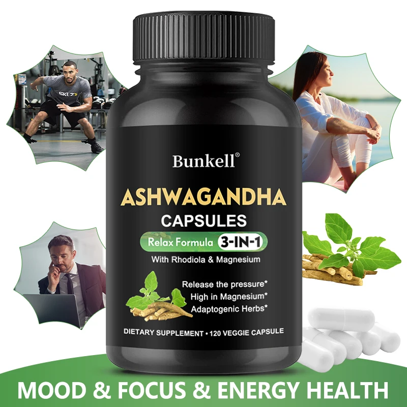 Pure Ashwagandha Root Extract Capsules With Magnesium for Natural Mood, Stress, Focus, Brain, Energy , Sleep Health Support 1