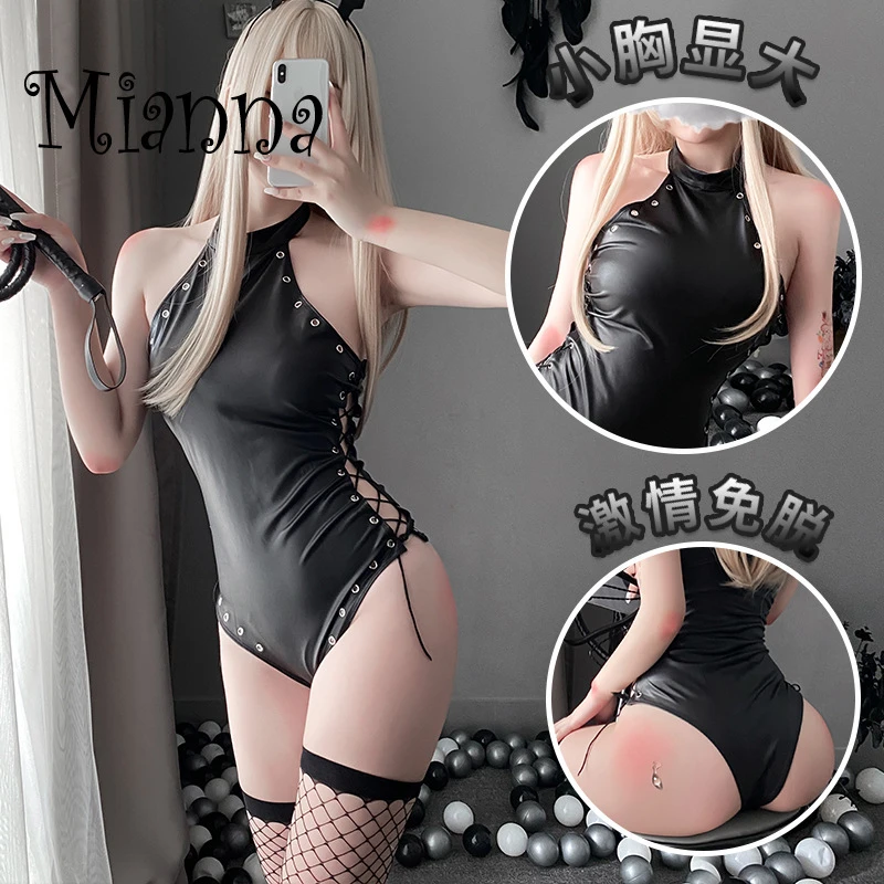 Bandage Sexy Lingerie Bodysuit Latex Leather Body Sexy Underwear Bandage Backless Erotic Sex Costume Rompers Women Bra Teddies bra panty sets