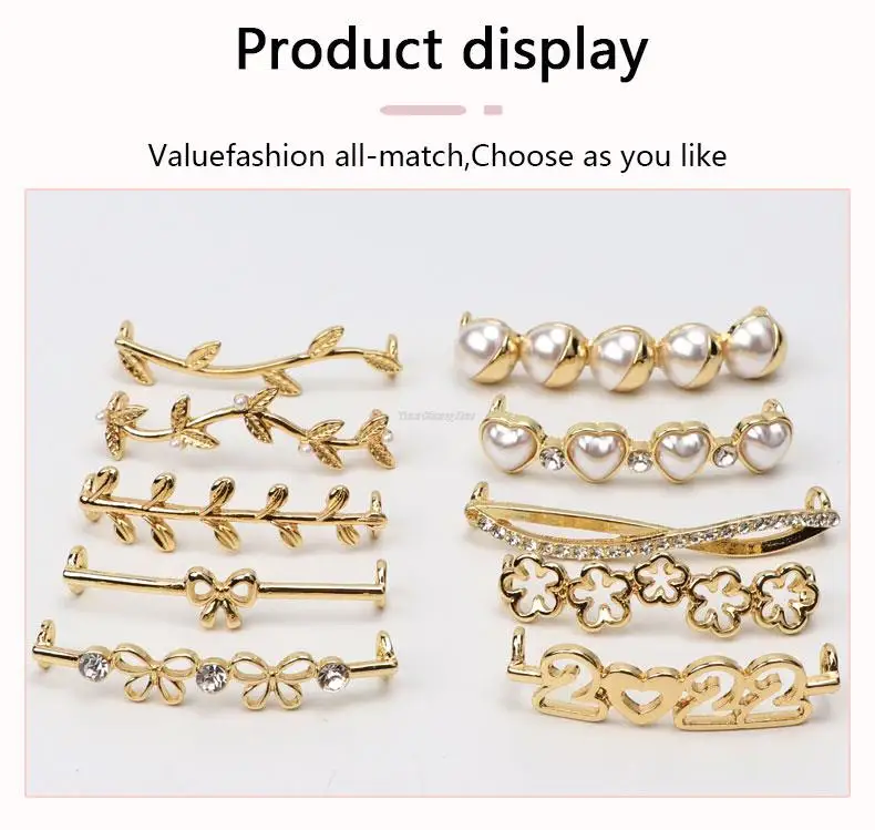 1 Stück Perle Schuh Charms Mode Gold Metall Sneaker Charms Mädchen Geschenk Schuh dekoration DIY Schnürsenkel Schnallen Schuhe Zubehör – Detail 3
