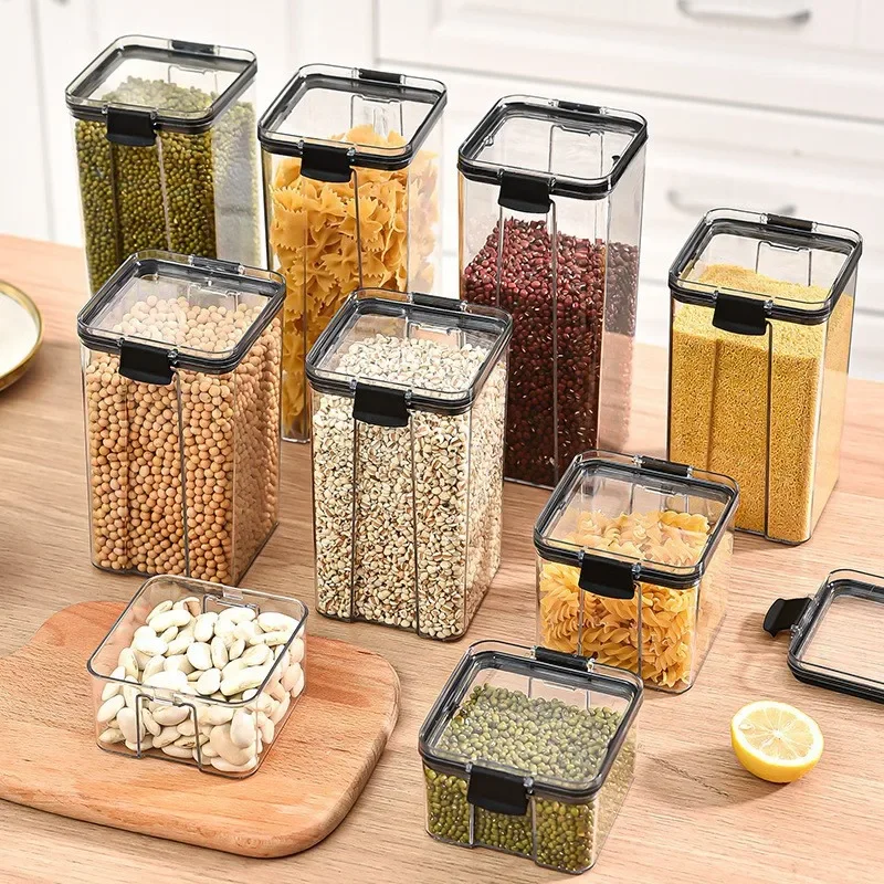 

Food Storage Kitchen Containers Plastic Box Jars for Bulk Cereals Kitchen Organizers for Pantry Organizer Jars with Lid Home Set