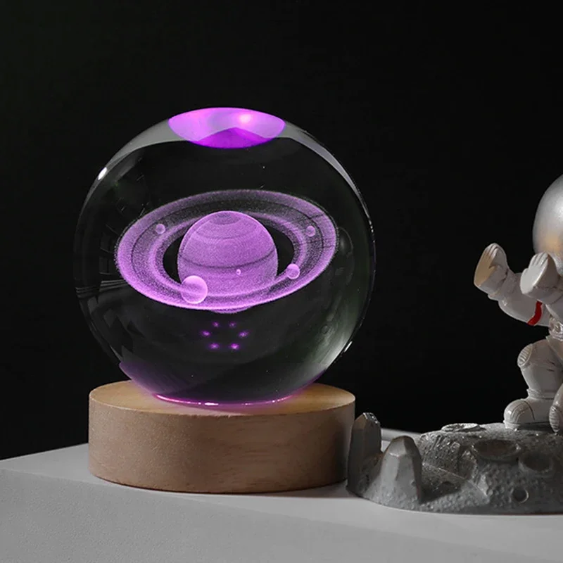 Crystal Ball Ornament 3D Crystal ball Crystal Planet Laser Engraved Solar System Globe Astronomy Gift Birthday Gift Glass Sphere Home Decoration