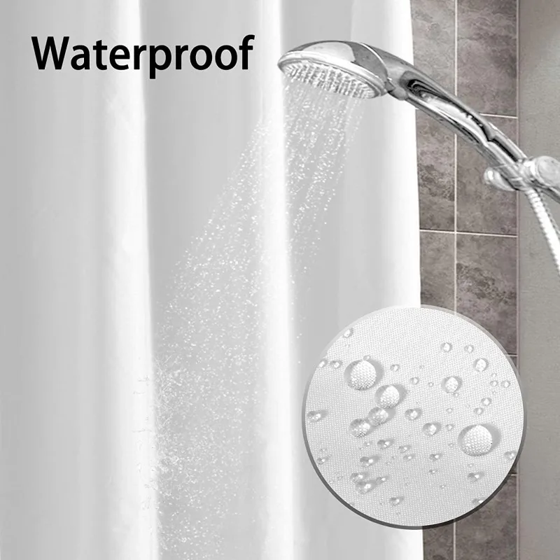 Shower Curtains White Shower Curtains Waterproof Thicken Bath Curtain Solid Color Polyester Fabric Partition Curtain Home Bathroom Accessories