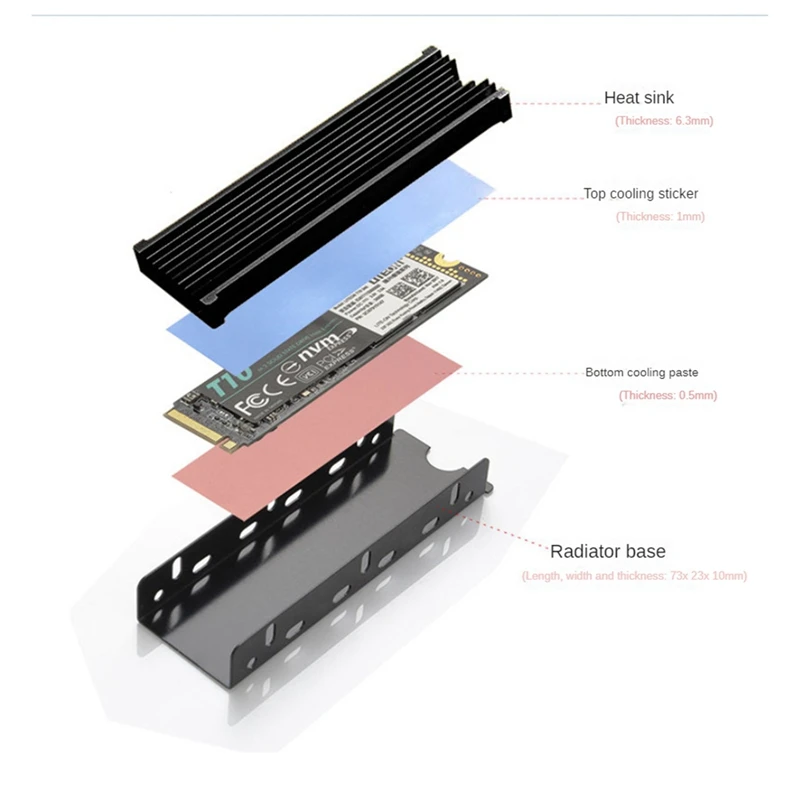 PS5 PC용 M.2 2280 SSD 방열판, NVME NGFF 2280 SSD 양면 방열판, 열 실리콘 패드 냉각, 사용하기 쉬운 빨간색