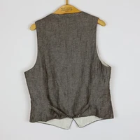 Linen Vest Casual V Neck Gilet Men Suits Vests Two Button Sleeveless Jacket Men's Dress Vests Male Clothing Summer Spring 2