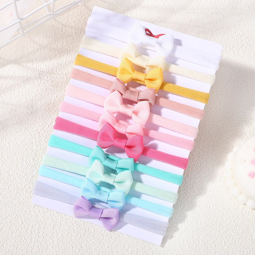 11pcs Ribbon Bows Headband Set for Baby Girls Newborn Kids Children Nylon Bands Elastics Bowknot Hairbands Hair Accessories