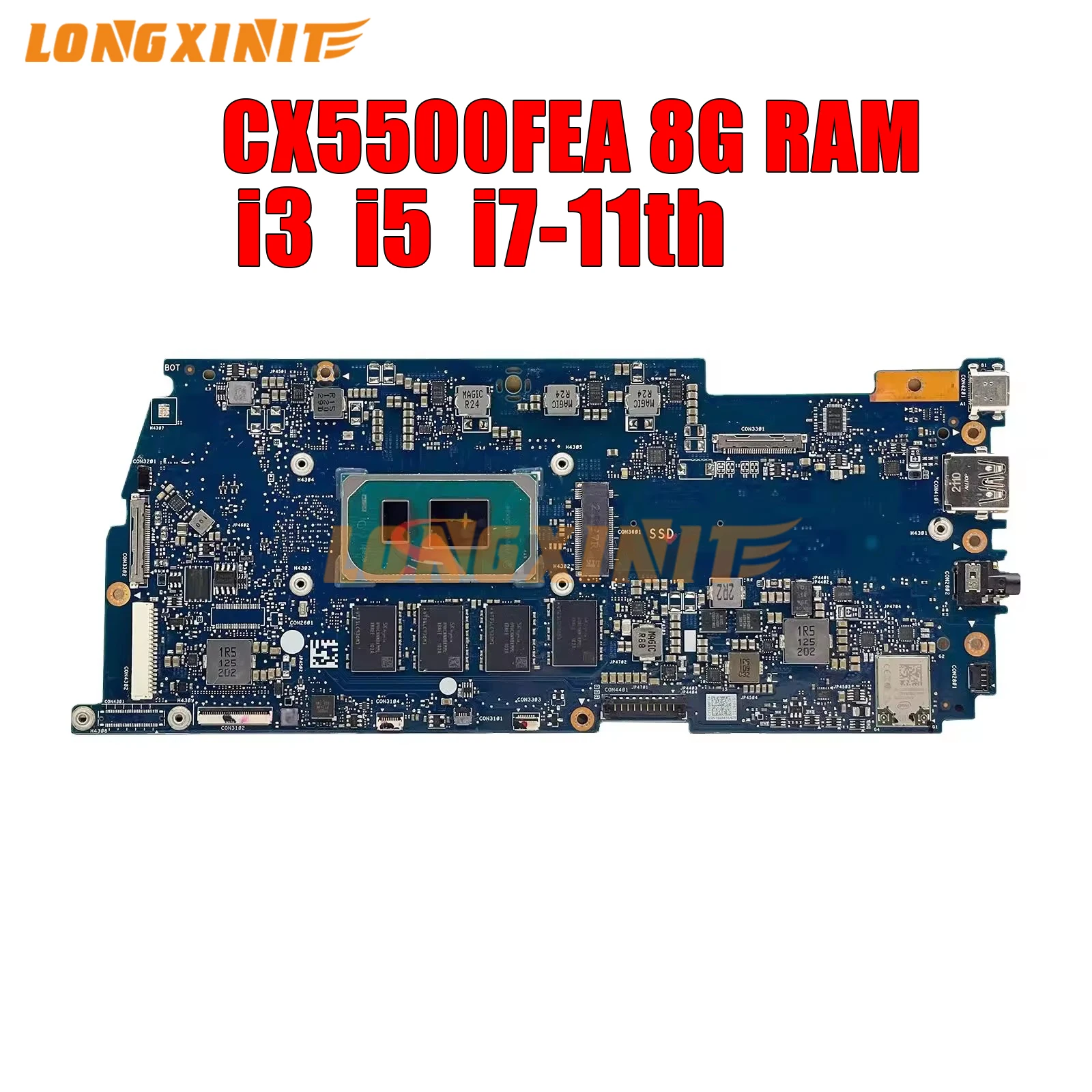 

Материнская плата для ноутбука CX5500FEA I3-1115G4 I5-1135G 7 CPU 8G RAM для ASUS Flip CX5500FEA-E60026 материнская плата для ноутбука