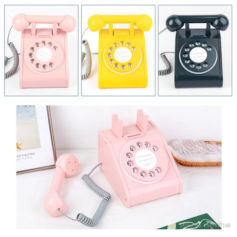 Creative Simulation Turntable Telephone Children Interactive Toy Gift, Home Living Room Decoration, landline Telephone Sculpture