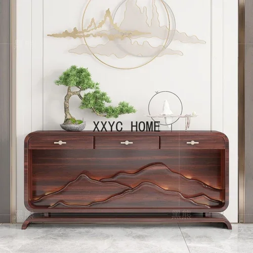 

Entrance Cabinet Simple Solid Wood a Long Narrow Table Wall Altar Side View Table Modern Foyer Curio Cabinet