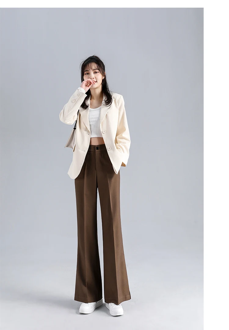 grey sweatpants Fashion Spring 2022 Women's Pants Split Drap Straight Trousers High Waist Office Suit Pants Elegant Female Casual Clothing white capris