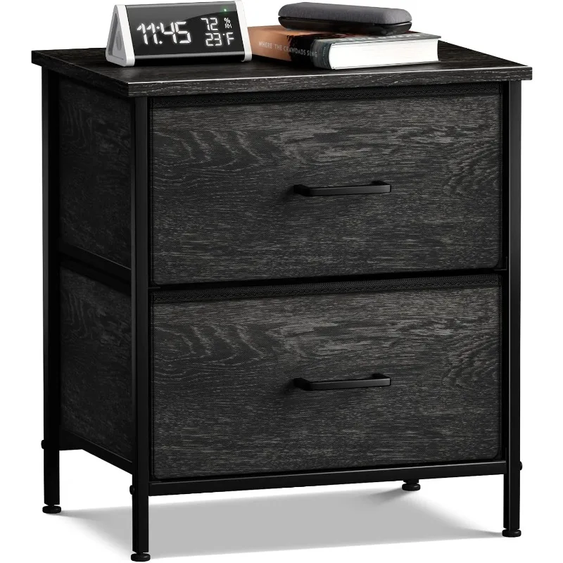 

Nightstand Dresser with 2 Faux Wood Drawers - Bedside Table Chest with Storage Bedroom, Living Room