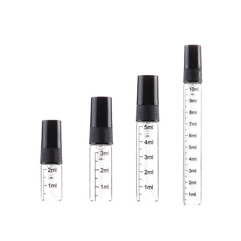 

10PCS/lot 2ml 3ml 5ml 10ml Scale Glass Refillable Sprayer Bottles Transparent Mini Empty Perfume Bottle Atomizer