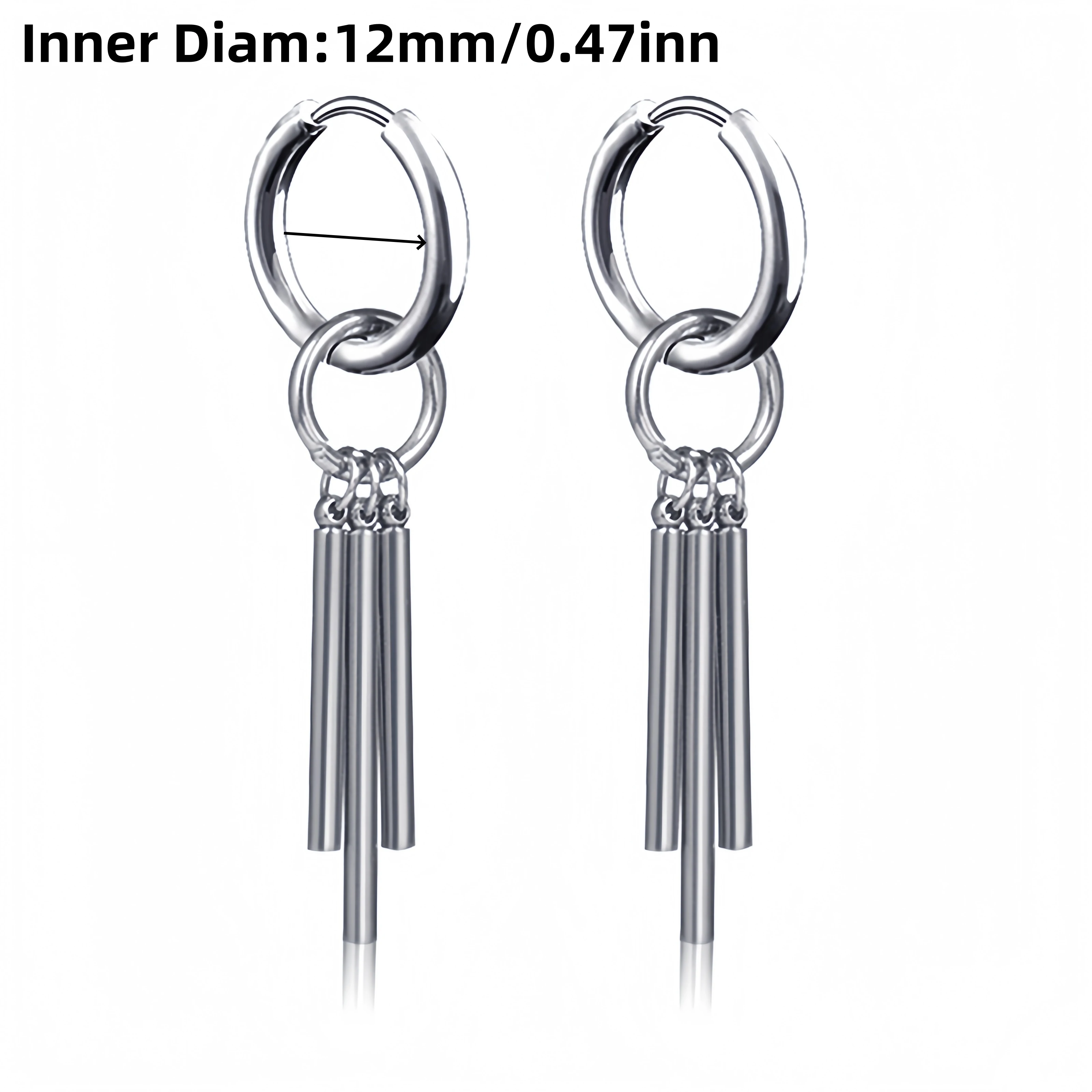 Lange Edelstahl baumelnde hängende Anhänger Tropfenohrring Kreuz für Frau Mann minimalistischen Punk Piercing Ohrschmuck neu im Trend – Detail 3