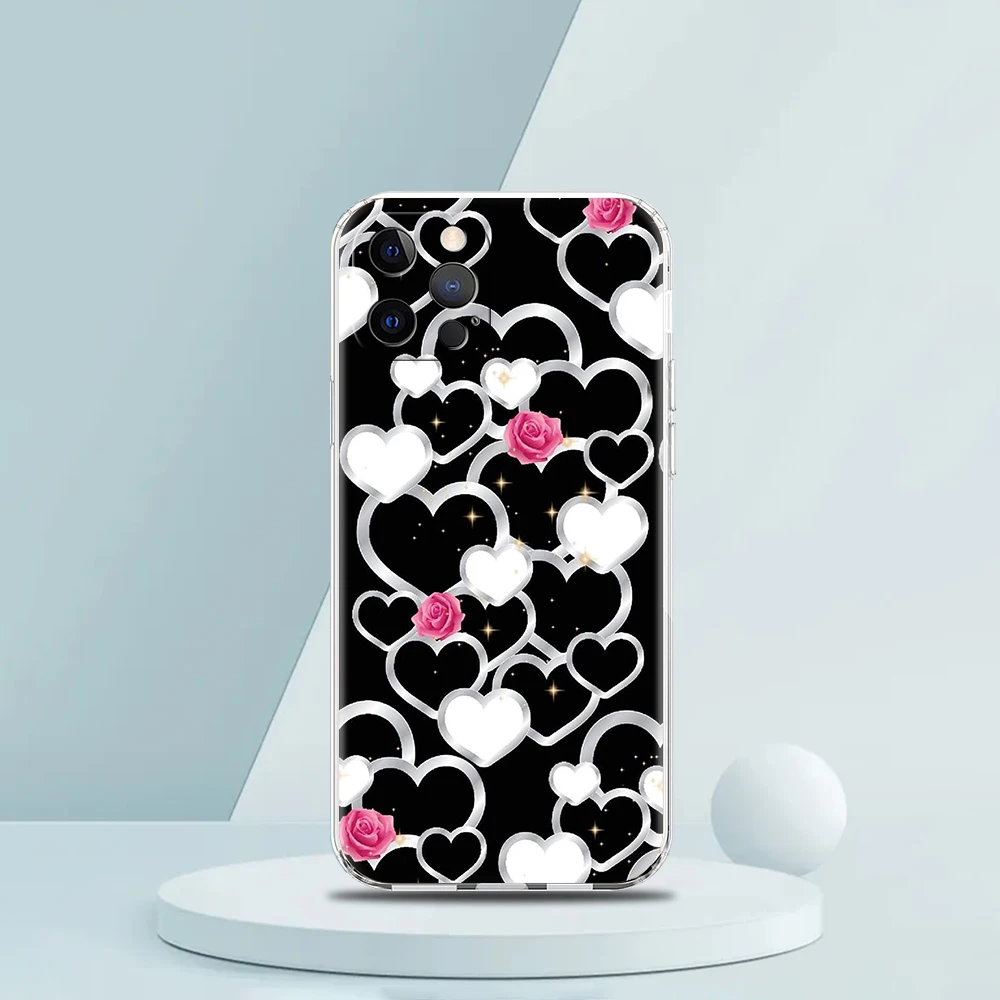 Gold Rose Love Heart Luxury Soft Silicone Clear Phone Case