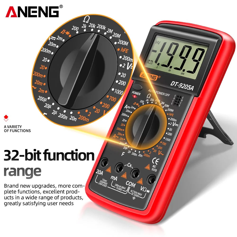 Digital Multimeter AC/DC Transistor Voltage Tester ANENG DT9205A