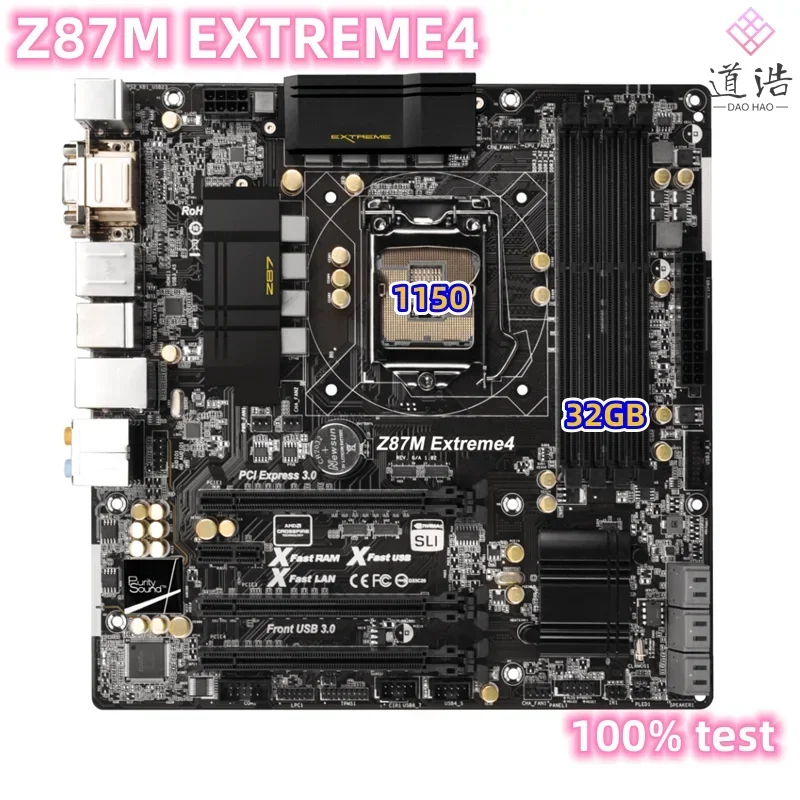 For Asrock Z87M EXTREME4 Motherboard 32GB LGA 1150 DDR3 Micro ATX Z87 Mainboard 100% Tested Fully Work 4 For Asrock Z87M EXTREME4 Motherboard 32GB LGA 1150 DDR3 Micro ATX Z87 Mainboard 100% Tested Fully Work - Image 2