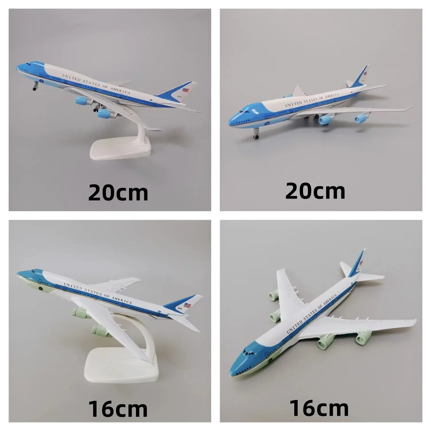 

USA Air Force One B747 Airlines Boeing 747 Airways Diecast Airplane Model Plane Model Alloy Metal Aircraft w Wheels 16CM/ 20CM