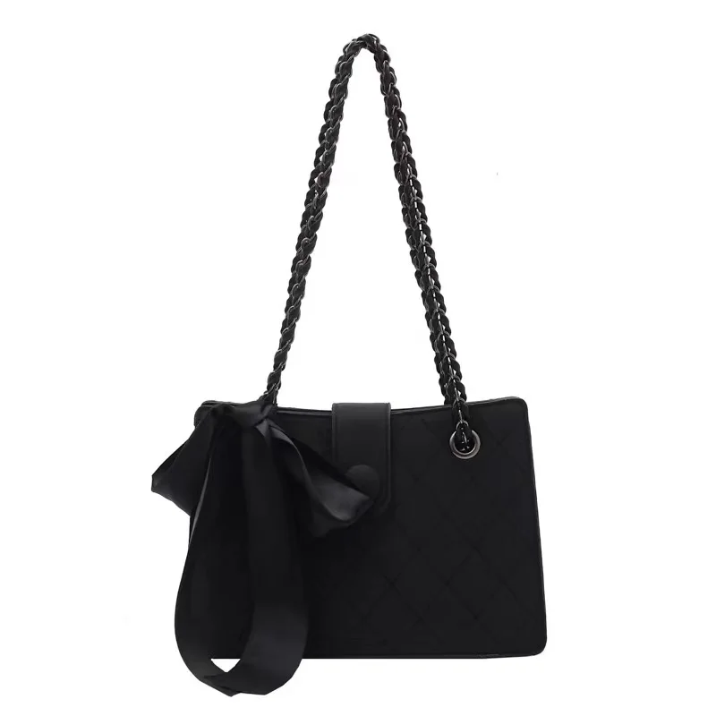 NEW Simple Style Ribbons Shoulder for Women Chain Strap Square Messenger High Quality All-match Lady Crossbody Bag_voghion.com