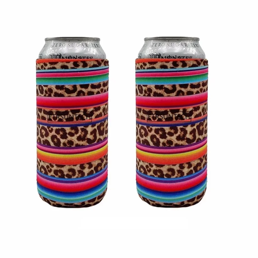 Set of 2 Collapsible Neoprene Beverage Cooler Sleeves for Tall Cans and Bottles