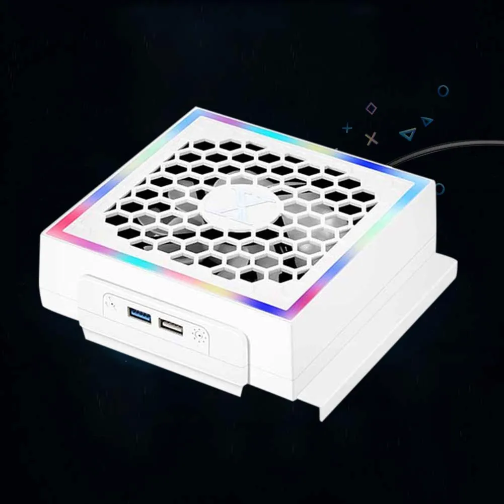 LED Console Fan Cooling 3 Gears Adjustable 5V 2.4A Console Fan 7 Lighting Modes Decoration Gaming Accessories for Xbox Series S