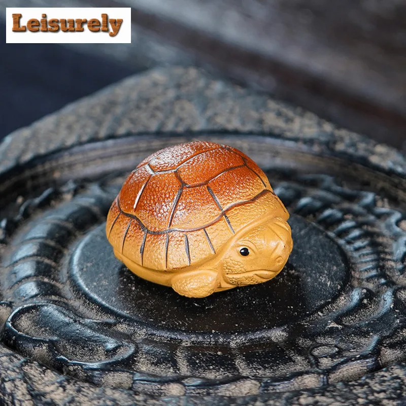 Yixing Zisha Wealth Turtle Tea Pet Vintage Lucky Model Tea Figurine Play Toys Tea Statue Ornaments Tea Ceremony Supplies Craft