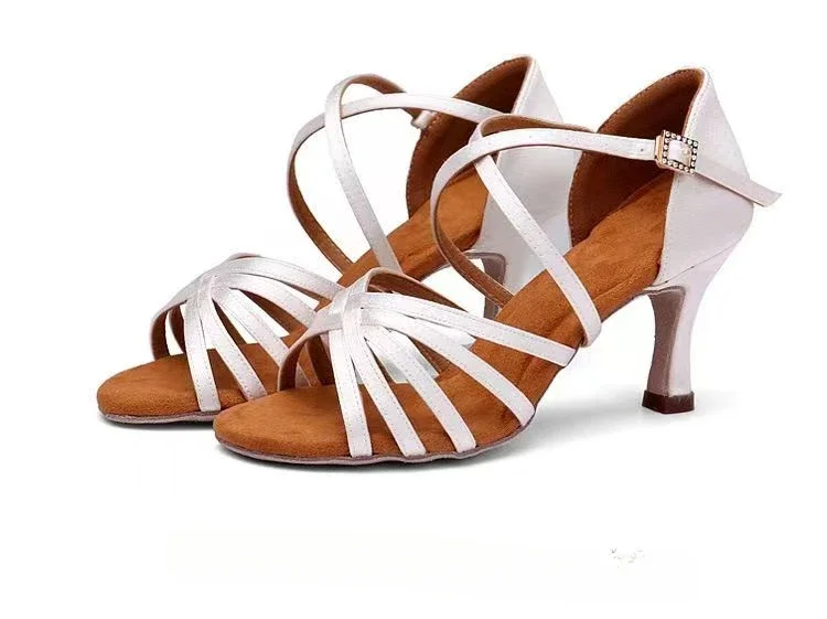 SETA Upgrade Hot Selling Heel 7/5cm Silk Satin Latin Ballroom BD Dance Latin Shoes Women Dance Shoes 6
