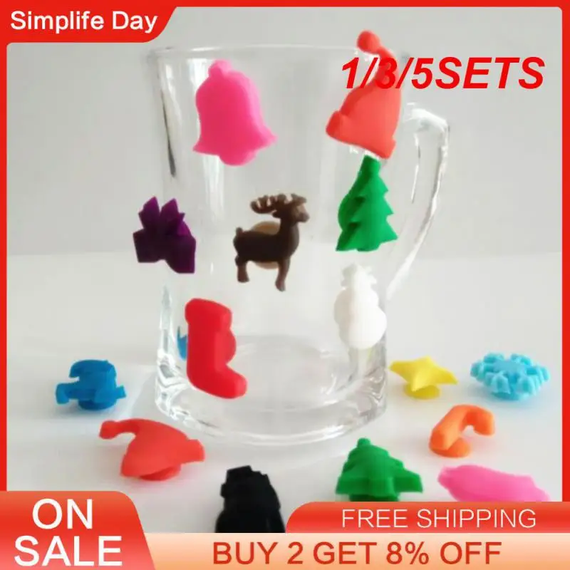 1/3/5SETS Silicone Wine Cup Suction Cup Label Christmas Party Identifier Wine Bottle Recognizer Marker Mark Sign