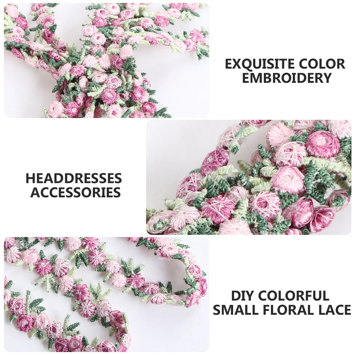 Hair Ties for Women's Hair Decor Rose Flower Sewing Floral Ties for Women's Hairative Flowers Wedding Embroidered Lace Hair Accessories