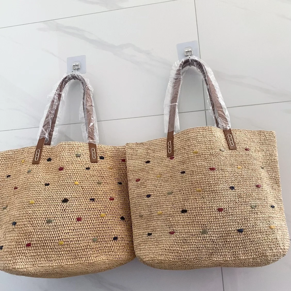 Handwoven Raffia straw tote Beach bag women handmade Casual large capacity summer beach woven handbag natrual 2025 new