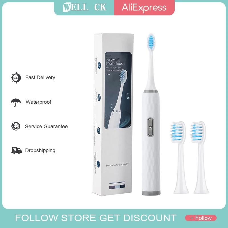 WDD-A22 Sonic Electric Toothbrush Adult Timer Brush 5 Modes USB Charger Rechargeable Tooth Brushes Replacement Heads Set