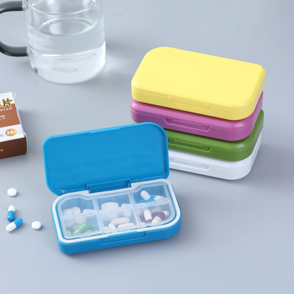 

Portable Seal Pill Box Six-grids Small Medicine Storage Box Waterproof Medicine Box Travel Pill Box Carry-on Storage Case