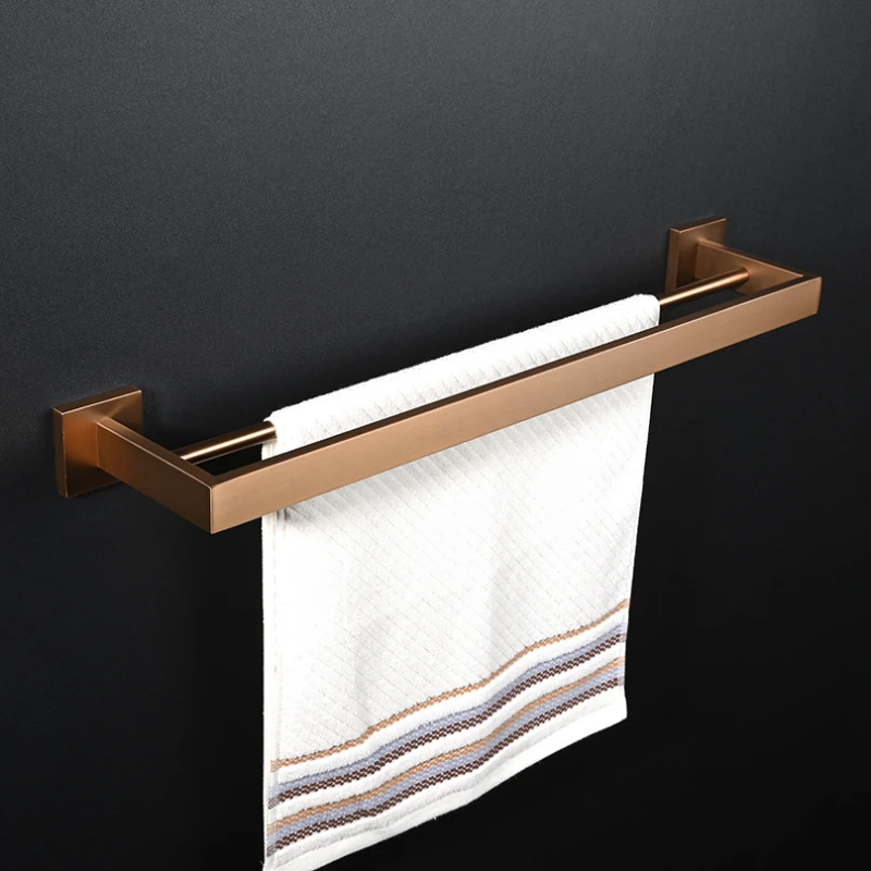 Brushed Rose Gold Stainless Steel Bathroom Hardware Towel Rack Towel Bar Ring Robe Hook Toilet Paper Holder fix with screw