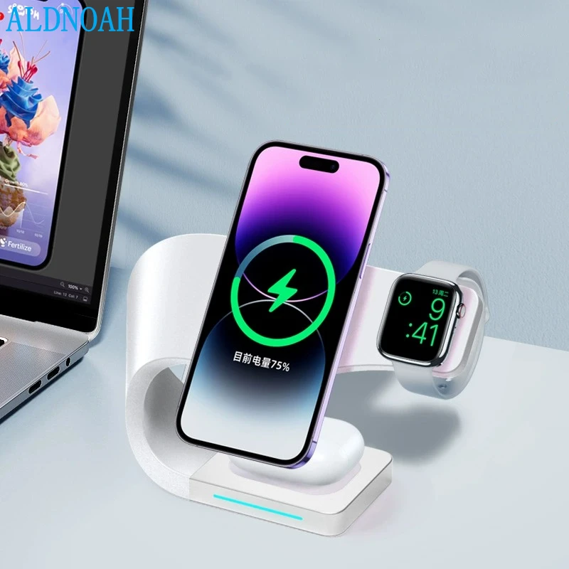 Belachelijk Sentimenteel aflevering 3 in 1 draadloze opladers staan voor iphone 14 13 12 pro max mini  magnetisch oplaadstation voor airpods apple watch 8 oplader| | - AliExpress