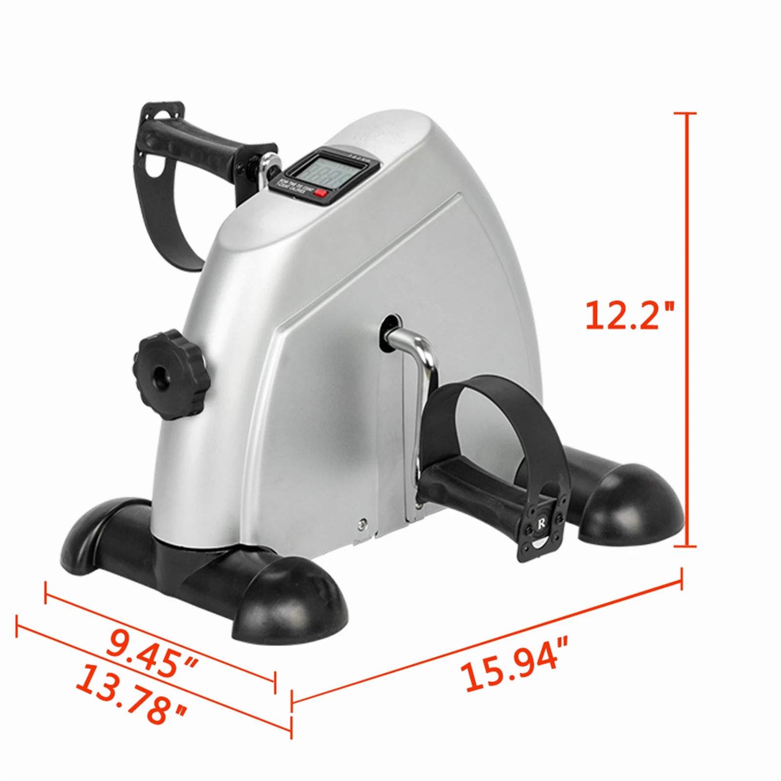 Mini Exercise Bike Static Bike Under Desk Pedal Exerciser Adjustable Magnetic Resistance Arm Leg Trainer LCD Display Home Gym