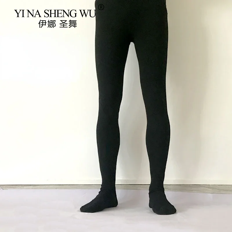 1 Pair Men Ballet Dance Tights Full Length Leggings Ballet Costume Practice Pants Pantyhose Cotton High Elastic Waist Dance Wear
