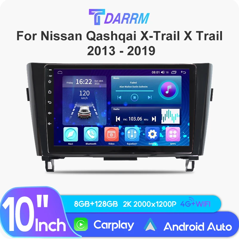 Autoradio Android Per Nissan Qashqai X-Trail X Trail 2013-2019 Navigazione Gps Carplay Lettore Video Multimediale Per Auto Senza Ferretto